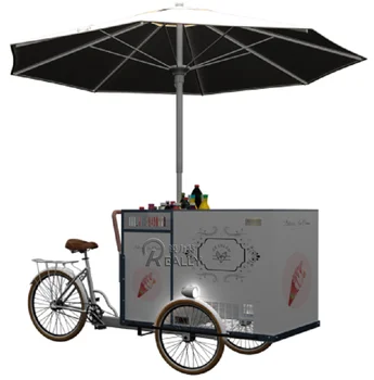 Миницикл для продажи уличного мороженого OEM с морозильной камерой, Велосипед для завтрака и кофе, Электрическая Тележка для доставки еды, Велосипедная тележка для продажи