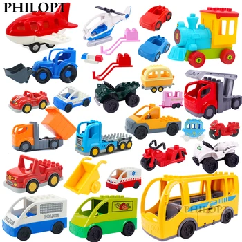 Модель автомобиля, самолета, Большие строительные блоки, инженерные аксессуары для транспортных средств, автобус, вертолет, Совместимый кирпичный дорожный набор, детские игрушки