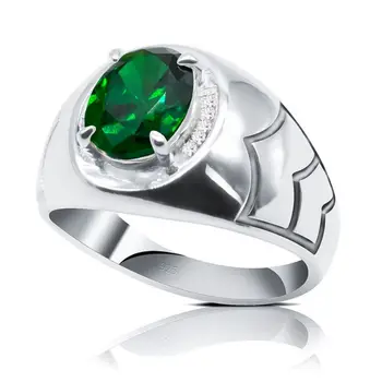 Модные обручальные кольца Мужские с зеленым кубическим цирконом, мужские ювелирные изделия, подарок, мужские кольца для рук из стерлингового серебра 925 пробы