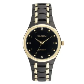 Мужские аналоговые наручные часы Elgin для взрослых, черно-золотые, с черным циферблатом (FG8021)