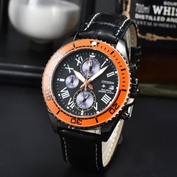 Мужские деловые роскошные водонепроницаемые высококачественные брендовые часы citizen с полнофункциональным ремешком, кварцевые часы AAA