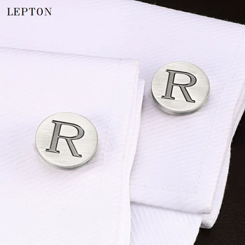 Мужские запонки с лептоновыми буквами алфавита R, Классические, посеребренные под старину Буквы R, запонки на манжетах мужской рубашки, запонка