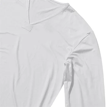 Мужские однотонные футболки с длинным рукавом, Повседневная базовая рубашка в этническом стиле с V-образным вырезом, Весенне-осенние модные Свободные топы