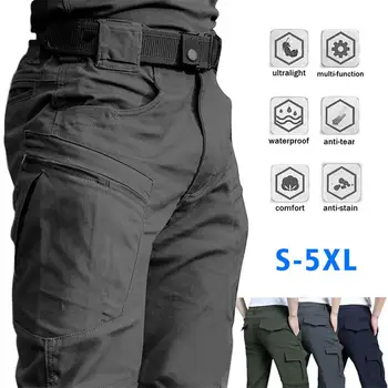 Мужские тактические брюки с несколькими карманами, Эластичные Военные Повседневные спортивные брюки для городских поездок, Мужские быстросохнущие брюки-карго S-5XL