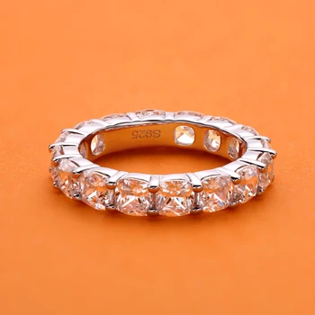 Мягкая Огранка Sona Имитация Бриллианта Полная Вечность Кольца Юбилейные Кольца Обручальное кольцо Для Женщин