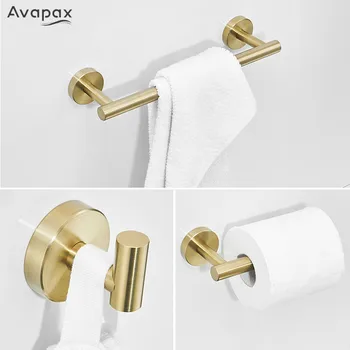 Набор аксессуаров для ванной комнаты Avapax Gold, вешалка для полотенец, Держатель туалетной бумаги, крючок для халата, полка для ванной комнаты, аксессуары для ванной комнаты