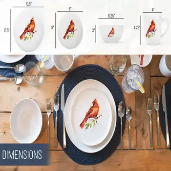 Набор керамической посуды Crouser Акварель из 16 предметов - Сервиз на 4 персоны, Cardinal