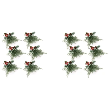 Набор Рождественских колец для салфеток из 12 штук, кольца-держатели для салфеток С искусственными сосновыми шишками, ветками, декором из красных ягод