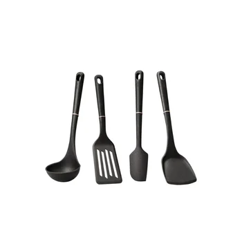Набор Силиконовых кухонных принадлежностей и инструментов Meyer для приготовления пищи, 4 предмета, Матово-черный