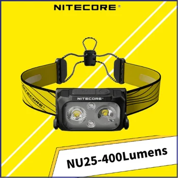 Налобный фонарь NITECORE NU25 с двойным лучом USB-C, перезаряжаемый налобный фонарь 400 люмен, цвет луча Белый, красный