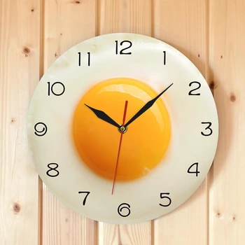 Настенные часы с жареным яйцом-пашот, часы с яичным желтком, часы с цифровым указателем, столовая, ресторан, Креативные акриловые настенные часы