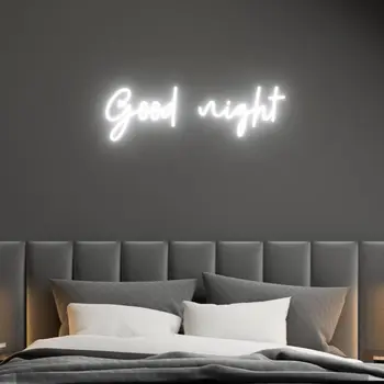 Неоновая светодиодная вывеска Good Night, украшение бара, подарок для спальни (48x18 см), Украшение стен на день рождения для вечеринок и фестивалей