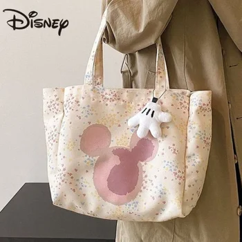 Новая сумка Disney, женская холщовая сумка Disney с Микки Маусом, переносная сумка с принтом в виде галстука-красителя, модная сумка через плечо