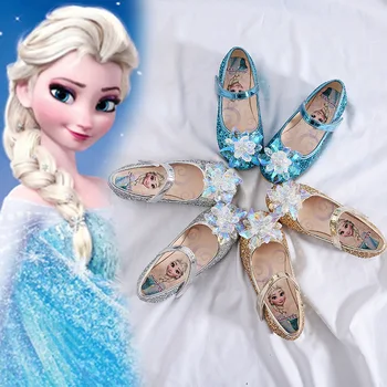 новинка 2019 года, милые туфли принцессы Диснея с блестками для девочек, фантазийные детские туфли с героями мультфильмов 
