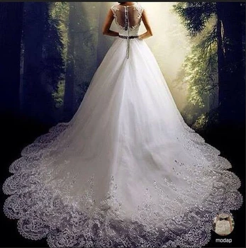 Новое Модное Дизайнерское Бальное платье, Свадебное платье без бретелек, вышивка, длина до пола, Тафта, оборки, Кружево, Свадебное платье на заказ