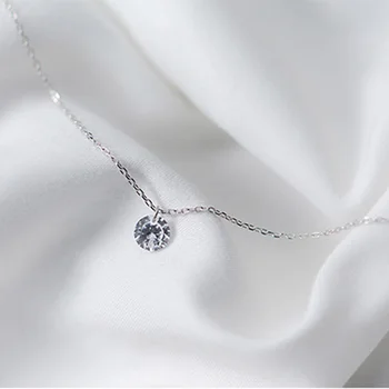 Новое Ожерелье из стерлингового серебра 925 Пробы с простым цирконом, блестящие круглые цепочки с подвесками, женский свадебный подарок, красивые аксессуары