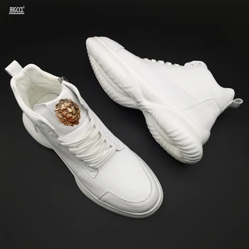 Новые белые кроссовки, мужские высокие маленькие белые туфли на толстой подошве, увеличивающие рост, мужская обувь в стиле хип-хоп, трендовая повседневная обувь A20