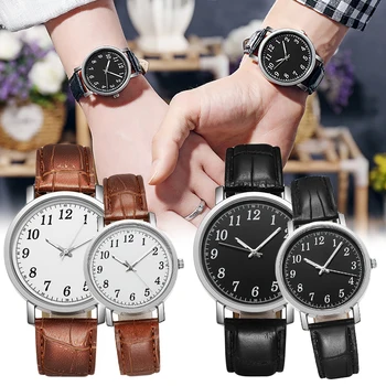 Новые минималистичные Парные аналоговые часы, Высококачественные Кожаные часы для влюбленных, Повседневные кварцевые часы, Классические наручные часы в стиле ретро, подарок для влюбленных
