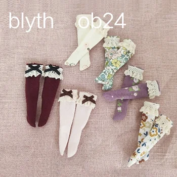 Новые носки Blyth Модные Кружевные носки с цветочным рисунком и бантом для YMY24 Ob24 Azone Аксессуары для кукол Licca