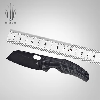 Нож для Выживания Kizer C01C Mini V3488C5 Высококачественный Тактический Нож 2021 Года, Новый Черный 154 см, Лезвие с Камнеметалкой и ручка из Микарты