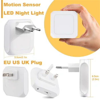 Ночник с датчиком освещенности, светодиодная интеллектуальная индукционная лампа с регулируемой яркостью, беспроводная прикроватная лампа для освещения детской спальни EU US UK Plug