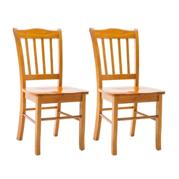 Обеденные боковые стулья Boraam Shaker из дерева - Отделка дубом - Набор из 2 стульев, обеденный стул в современном стиле