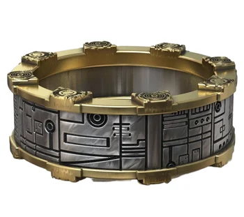 Обручальное кольцо в стиле кибер-панк 11 г, научно-фантастическое золотое кольцо из твердого стерлингового серебра 925 пробы