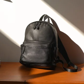 Однотонные мужские и женские рюкзаки, натуральная кожа, большая вместимость, многофункциональный студенческий рюкзак, рюкзак для путешествий