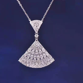 Ожерелье с подвеской из белого золота 18 Карат с натуральными бриллиантами, женское ювелирное украшение для помолвки