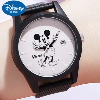 Оригинальные детские часы Disney с Мультяшным Циферблатом Микки Мауса Повседневные Кварцевые Наручные Часы Для Юной Леди, мальчика, Девочки, студента, ребенка, Даты, Светящиеся Часы