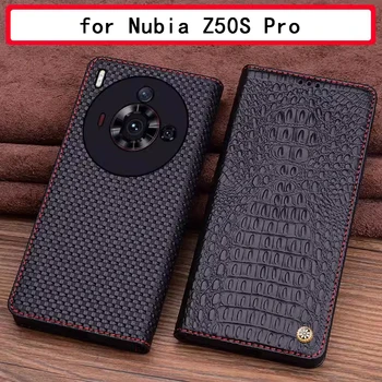 Оригинальный Чехол из натуральной кожи для Nubia Z50S Pro Funda Business Flip Phone Carcasa для Nubia Z50SPro Crocodile Fashion Coque