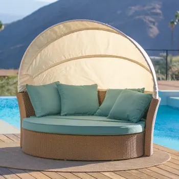 Открытая лежачая кровать, внутренний дворик, сплетенный из ротанга, водонепроницаемое пляжное кресло с откидной спинкой, круглая кровать для бассейна
