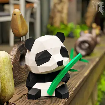 Панда Ест бамбуковую бумажную модель оригами 3D животные Papercraft Украшения для дома Художественные креативные подарки DIY Креативные игрушки