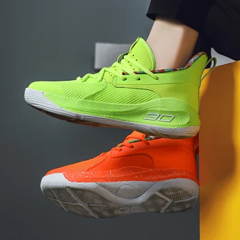 Персонализированные баскетбольные кроссовки смешанных цветов для мужчин и женщин, Кроссовки, Амортизирующая спортивная обувь, Обувь с высоким берцем для баскетбола