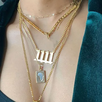 Персонализированные староанглийские ожерелья со специальным номером Для женщин, Изготовленные на Заказ По Году Рождения, Ожерелье из нержавеющей стали, Ювелирный подарок 2021