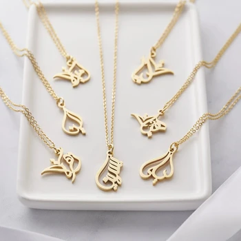 Персонализированные ювелирные изделия, Готовое Арабское ожерелье с каллиграфическим именем для женщин, Золото, Нержавеющая Сталь, Индивидуальный исламский кулон, подарок на День рождения