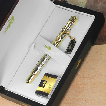 Перьевая ручка из крокодилового металла M с наконечником 0,5 мм, подарочная ручка для письма в подарочной коробке EF001