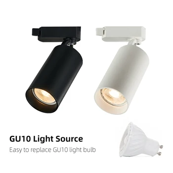 Поворотный На 360 ° Регулируемый Задний Белый светодиодный потолочный трековый светильник 6 Вт GU10, Сменный Точечный светильник