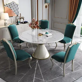 Практичный Роскошный Кухонный стол с 5 стульями Воронкообразной формы На основе нержавеющей древесины, Повседневная Домашняя мебель, Пригодная для КЖПО