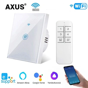 Приложение AXUS eWeLink Wifi Smart Switch Bluetooth RF433 Сенсорный выключатель света Alexa Alice Google Voice Control Установка нейтрального провода