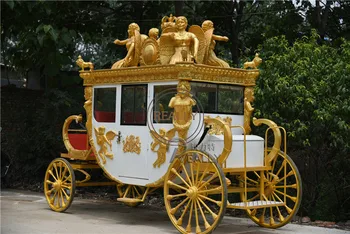 Продается Королевская свадебная электрическая и неэлектрическая карета, запряженная лошадьми, золотистого цвета, Экскурсия по городу, Скульптурная карета для лошадей