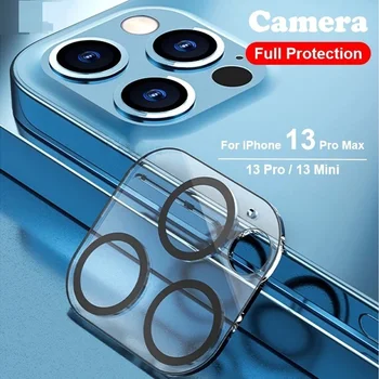 Прозрачная Защитная Пленка для Объектива Задней камеры iPhone 13 11 Pro Max 12 Mini из 3D Закаленного Стекла с Черным Ночным Кругом
