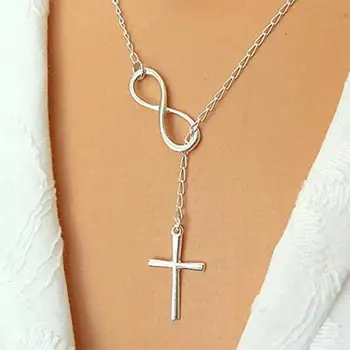 Простое счастливое число 8, слово, крест, короткая цепочка на ключицу, женское ожерелье на удачу из нержавеющей стали, золотое