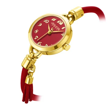 Простые Женские часы в японском стиле Mov, ретро-часы, изысканное модное платье, браслет с резиновой кисточкой, подарок на День рождения для девочки, Julius Без коробки