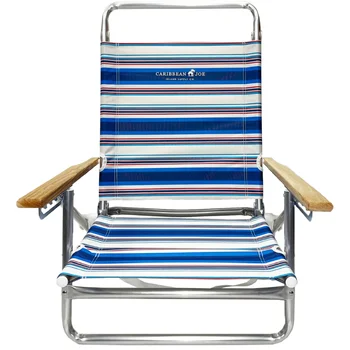 Пятипозиционный складной пляжный стул, металл, полиэстер, дерево, прочный
