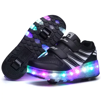 Размер 27-43 Светящиеся роликовые кроссовки для мальчиков, светодиодные колеса, Кроссовки с подсветкой, Коньки для детей, Обувь со светящимися колесами для девочек