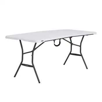 Раскладывающийся пополам стол длиной 6 футов, легкая реклама, белый (280857)