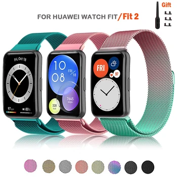 Ремешок Milanese Loop для Huawei Watch FIT Strap, умный магнитный металлический браслет из нержавеющей стали для Huawei Watch fit 2 Аксессуары
