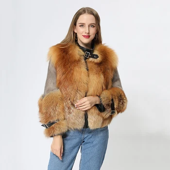 Роскошная шуба, новое поступление, женская короткая куртка из натурального меха рыжей лисы с норковым мехом, зима 2020 MJF-FC-26