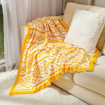 Роскошное Богемное Вязаное покрывало в Скандинавском стиле для гостиной, Декоративное Клетчатое Покрывало для дивана, Одеяло для путешествий на открытом воздухе, одеяло для самолета